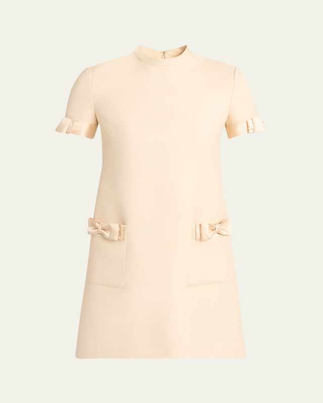 Crepe Couture Mini Dress with Bows